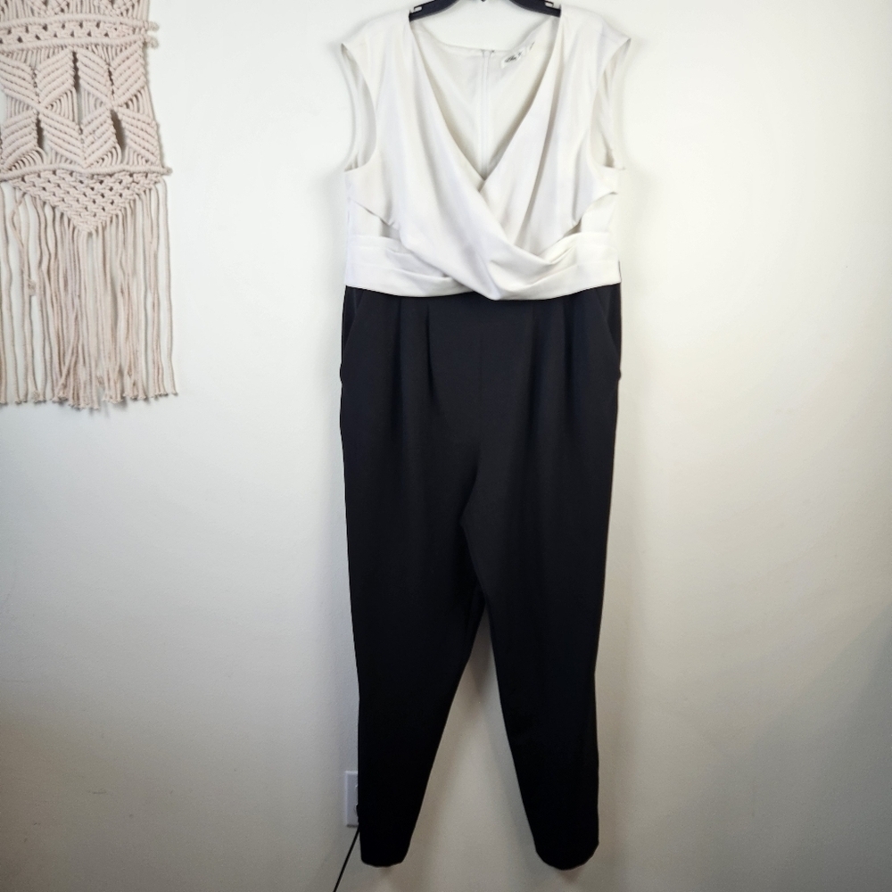 Eliza J Plus 16W Black Ivory Jumpsuit Party Wedding Cocktail